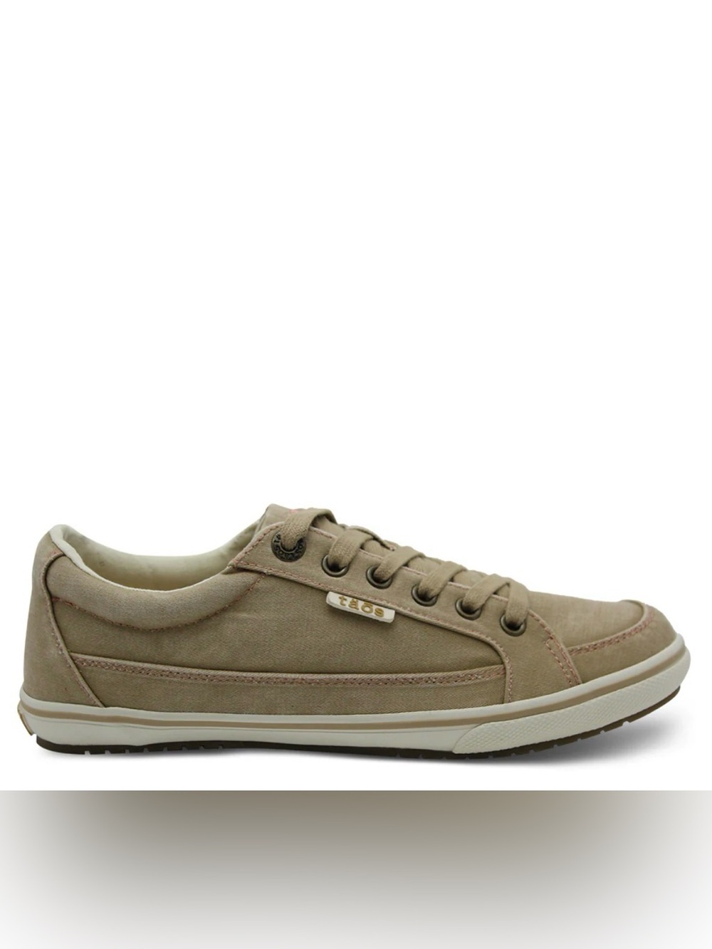 Taos Moc Star Sz 9.5 Tan White Canvas Low-Top Tie Closure Boho Sneaker MST-13482